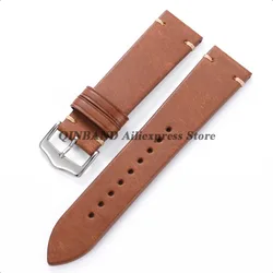 Vintage Handmade Genuine Leather Watchband - Sport Waterproof Strap & Universal Wristband - 22mm (Light Brown)