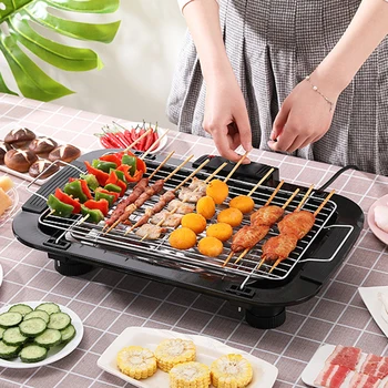 대용량 스테인리스 스틸 무연 전기 그릴, 그릴 플레이트 포함, 내구성 붙지 않는 바베큐 파티, 휴대용 홈 그릴, 220V