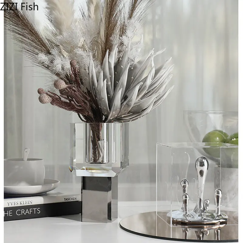 Transparent Glass Vase Potted Plants Decorative Flower Arrangement Floral Vases Desk Decoration Creative Crystal Flower Pots 5