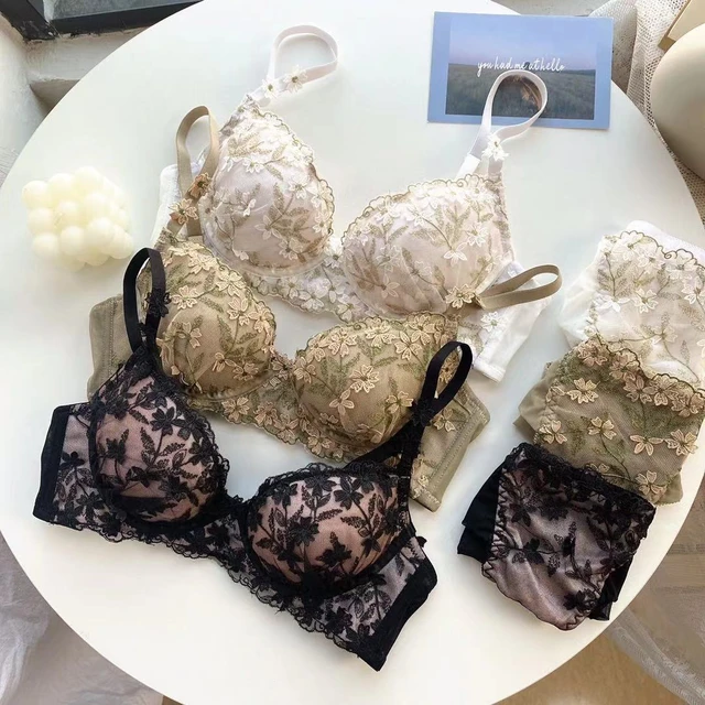 High Quality Lace Embroidery Flowers Underwear Sexy Push Up Bra