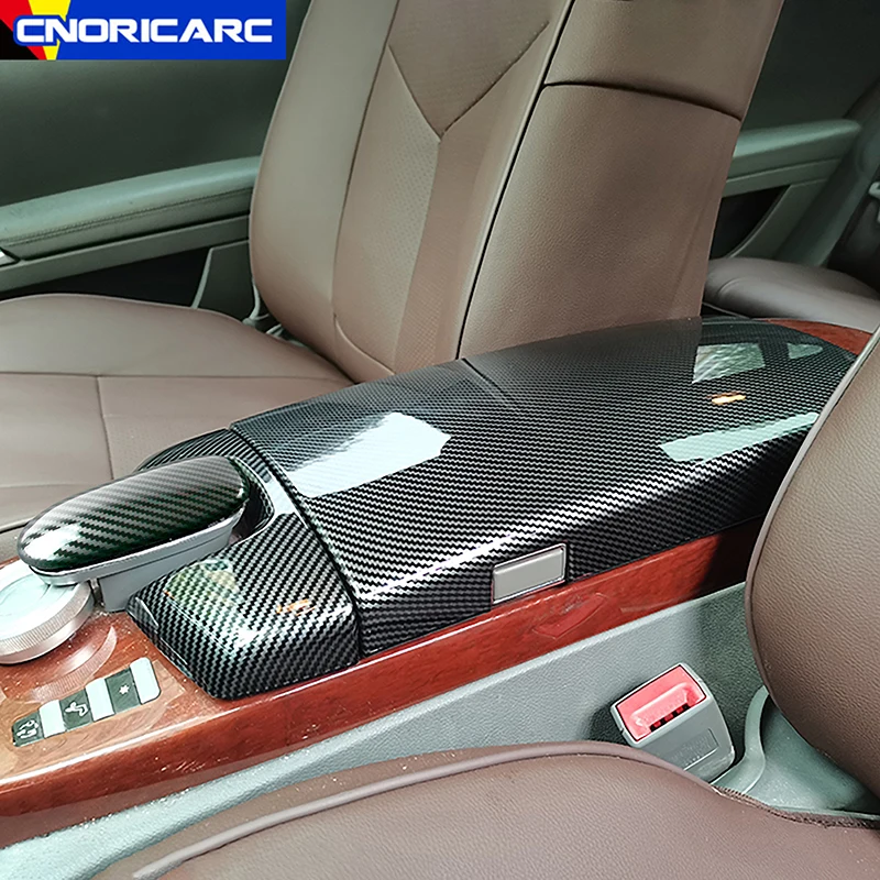 

For Mercedes Benz S Class W221 S300 S350 2008-13 Car Center Console Armrest Box Panel Trim Cover ABS Carbon Texture Accessories