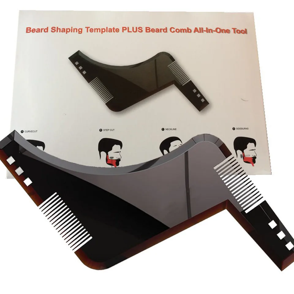 1Pc Men Beard Comb Hairdressing Beard Care Transparent Appearance Moustache Moulding Comb Shaping Styling Template Ruler combs 5