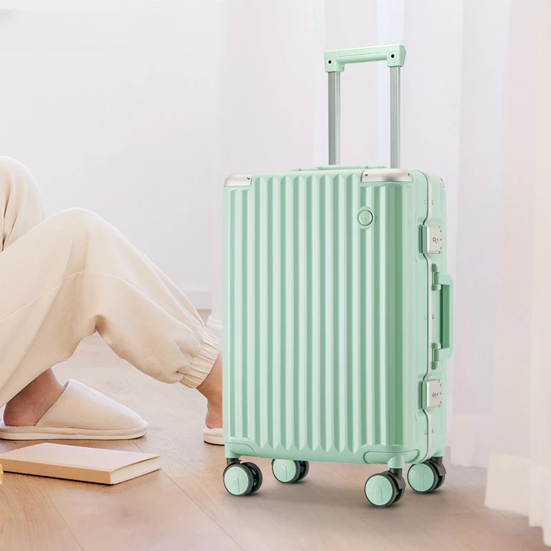 Aluminum Frame Trolley Suitcase of 20'22'24'26'Inch Vintage Color Ultra-light and Strong Strength Rolling Boarding Luggage