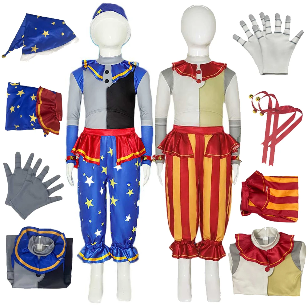 

Sun Moon Cosplay Kids Fantasy Hat Gloves Outfits Horror Game FNAF Disguise Costume Children Halloween Roleplay Fantasia Suit