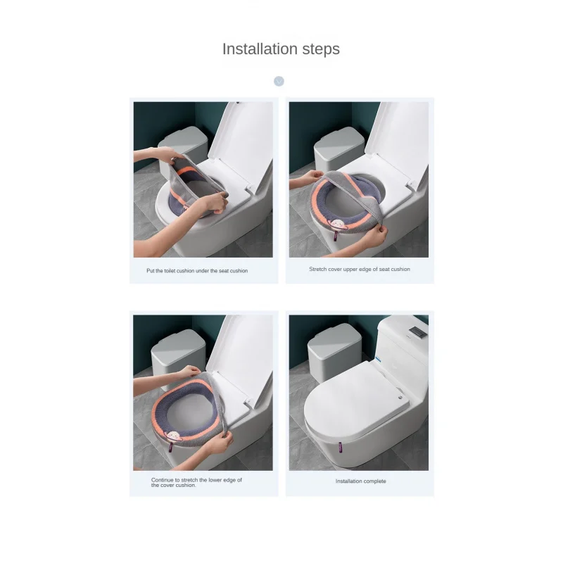 Home Thickened Toilet Seat Pad Four Seasons Universal Winter WC Seat Cover With handle Washable Cartoon Toilet mats rim Cushion 5