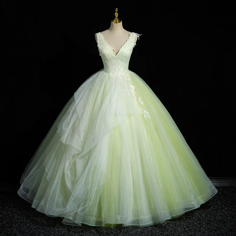 

Formal Occasion Green Slim-Fit Performance Pettiskirt Gown Vocal Music Art Test Dress Annual Meeting Host Adult Ceremony