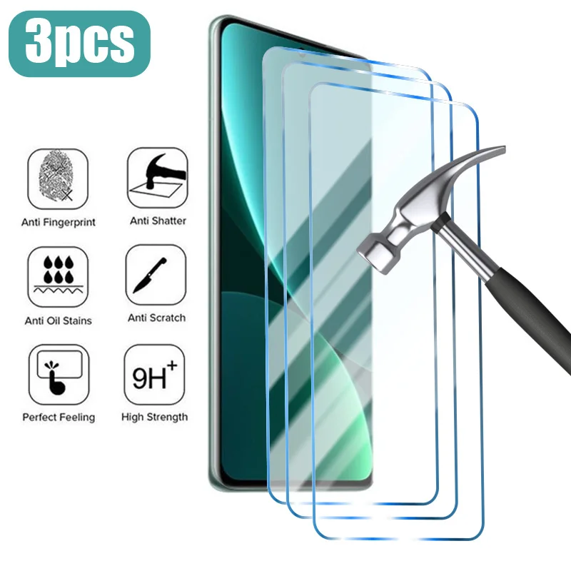 3Pcs Protective Glass for Poco X3 Pro X3 NFC M5S M5 Film Screen Protector for Xiaomi Poco F3 F4 GT F2 Pro M3 M4 X4 Pro 5G Glass