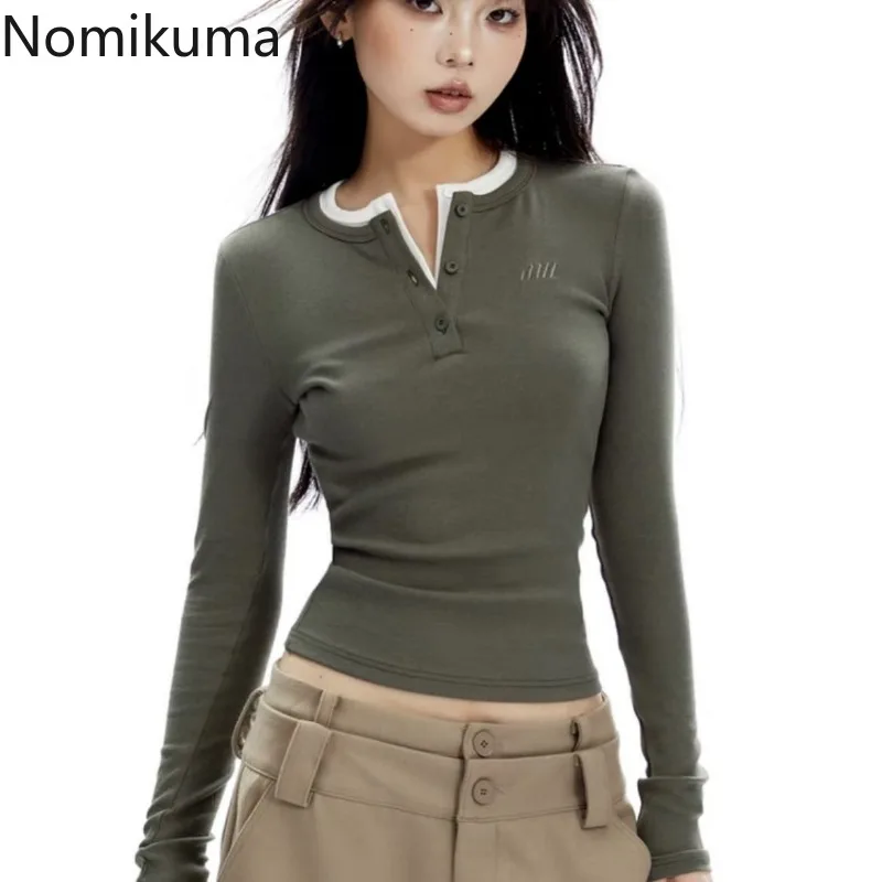 

Женская футболка с длинным рукавом и круглым вырезом, составного кроя