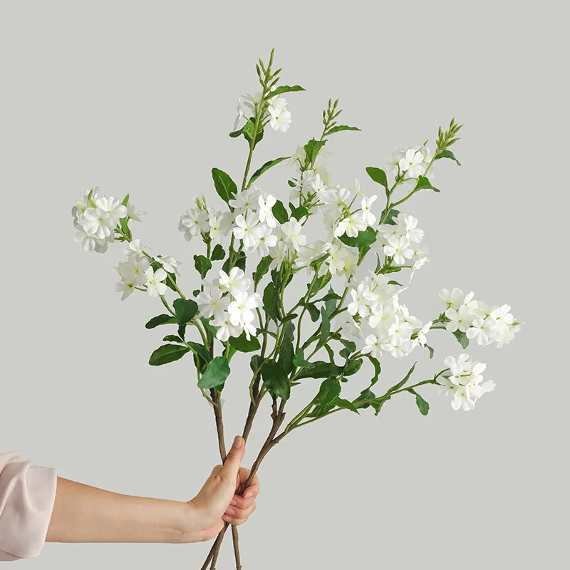 새 집 장식을위한 럭셔리 블루 눈송이 지점 실크 인공 꽃 flores artific..
