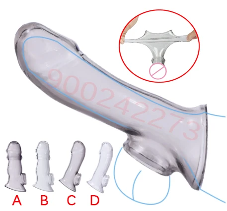 Clear Soft Realistic Penis Sleeve Firmly Cock Enlargement Extender Sheath Reusable Condom Male Dildo Enhancer Erotic Sex Product