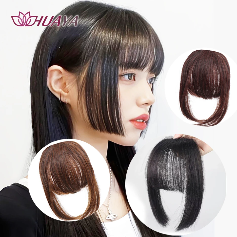 Synthetic Bangs Clip-in Hair Extensions Thick Bangs Hairpieces for Women Daily Heat Resistant Fake Bangs