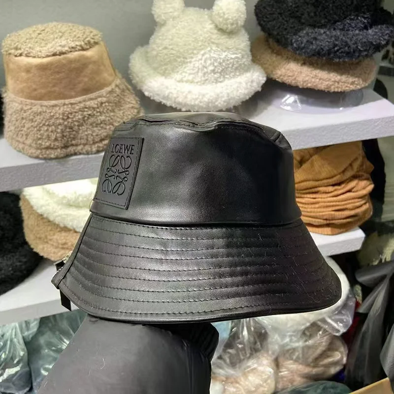 Loewe Leather Bucket Hat - Black - Hats