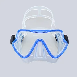 Panoramic HD Anti-Fog Diving Mask with Silicone Skirt and Nose Cover (Royal Blue)