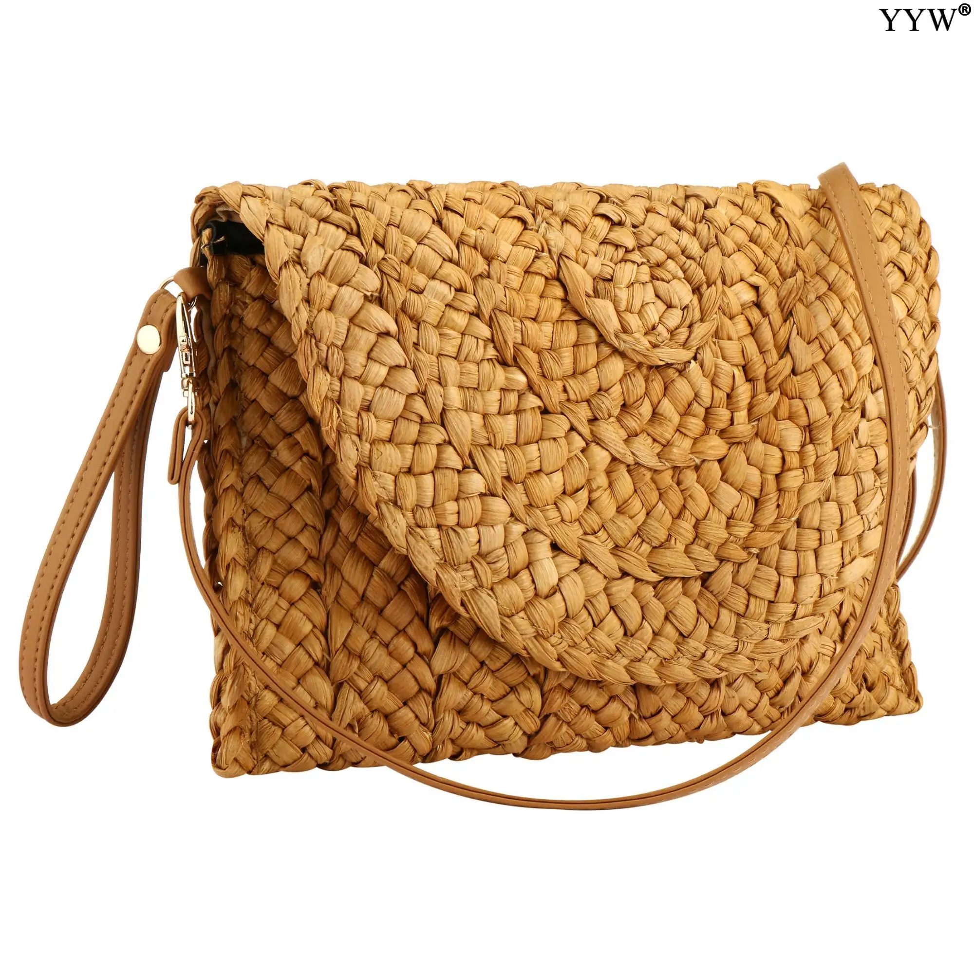 Summer Bucket Straw Bags For Women Woven Shoulder Bag High Quality Handmade Woven Beach Handbags Female Travel Shoulder Bags