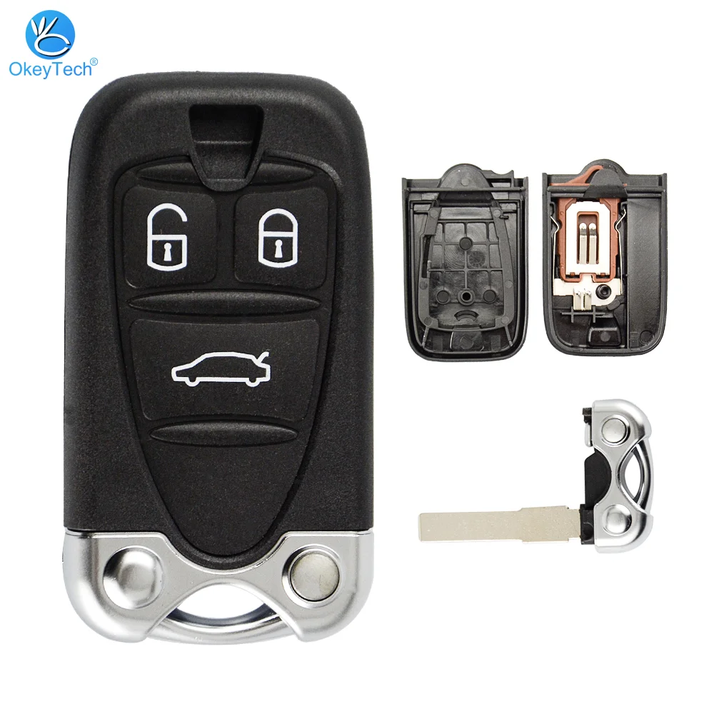 OkeyTech Car Remote Key Shell For Alfa Romeo 159 Brera 156 Spider 3 Button Housing With Insert Blade For Alfa Smart Key Fob Case 