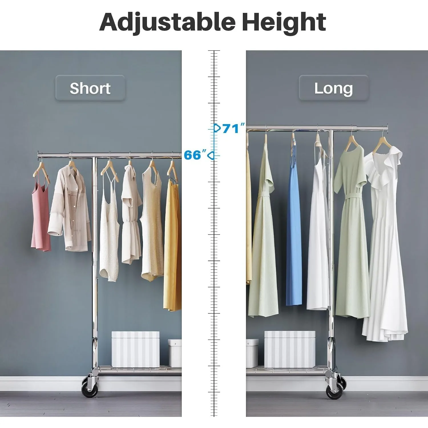 Clothing Garment Rack Capacity 450 lbs Clothing Racks on Wheels Rolling Clothes Rack for Hanging Clothes Heavy Duty Commercial 4