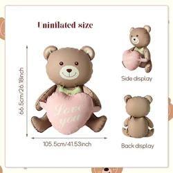 Charming 3D Heart Bear Aluminum Balloon - 41inch (1pc brown bear)