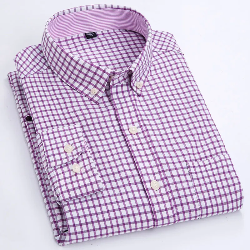 Cotton non-ironing men's Oxford woven long sleeve shirt anti-wrinkle easy to take care of business casual social slim-fit shirt