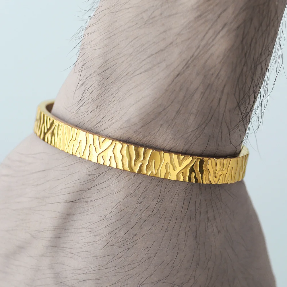 Stainless Steel Bangle Bracelet for Men Simple Punk Jewelry