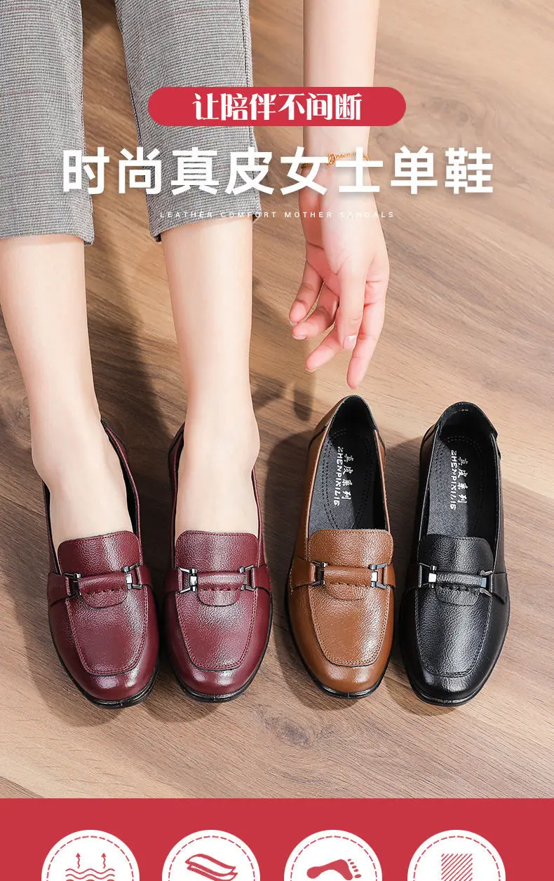 Women Vulcanize Shoes Ladies Vintage Leisure Footwear Ladies Shoes Round Head Solid Color Soft Sole Leather Stitching Durable