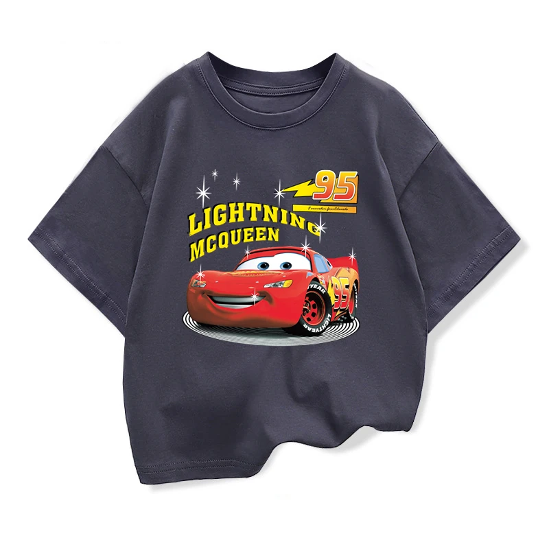 Potdemiel Summer Kids T-shirt Short Sleeve Top Cartoon Cars Pixar Lightning McQueen Printed Boys Clothes Baby Tops 2-10 Years 3