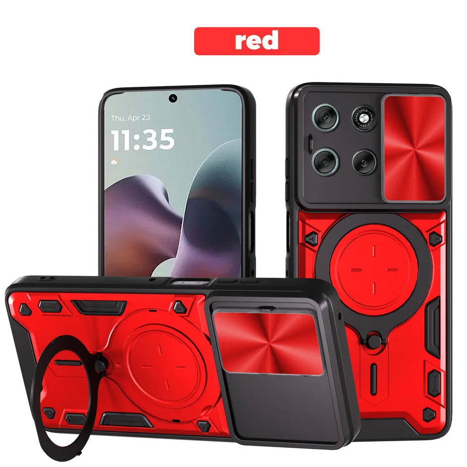 Enhanced Metal Ring Camera Protect Case with Rotating Holder and Armor Design