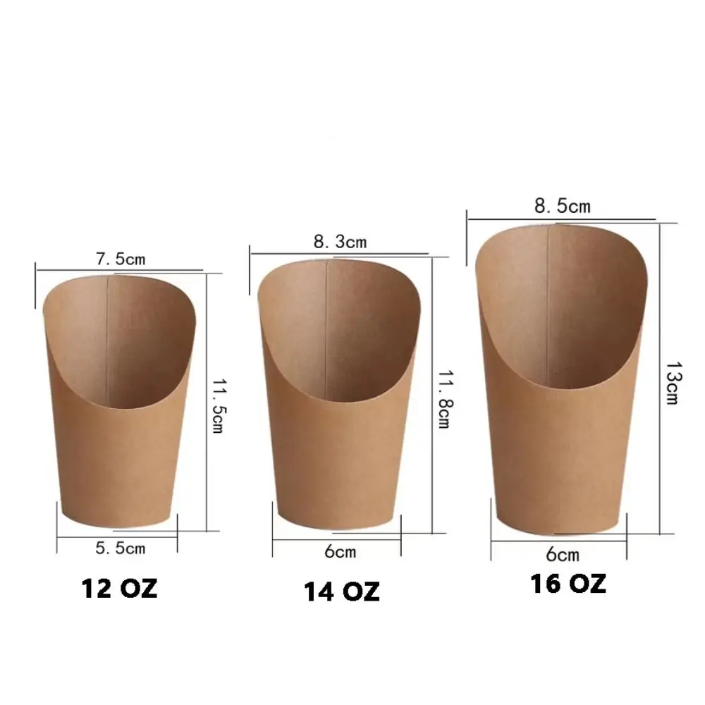 50pcs Disposable Kraft Paper Slant Cup Charcuterie Cups Oil-proof Water Proof Ice Cream Cup Thickened French Fries Sundae