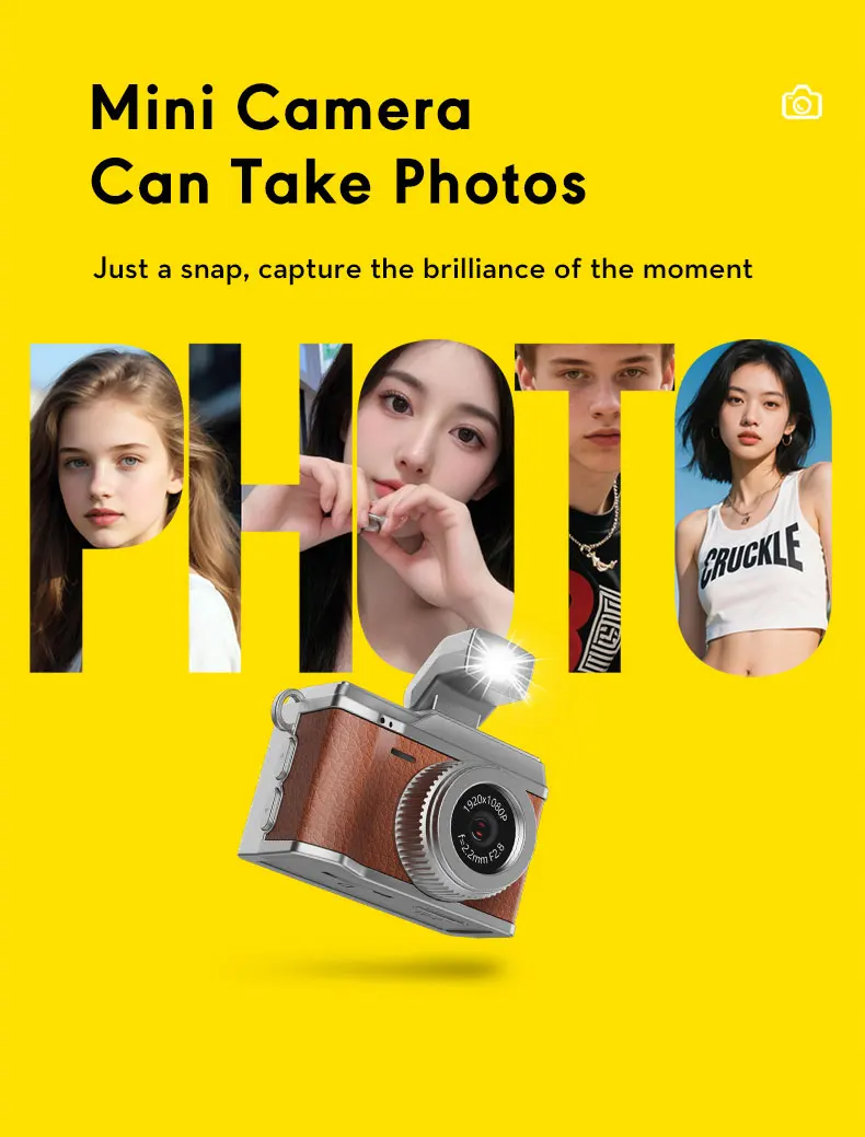 Mini Camera Wearable Retro Camera 1080P Portable Keychain Camera for Outdoor Travel Vlog