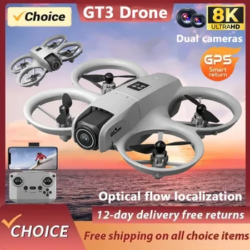 Telecamera GT3 Drone 8K HD, quadricottero pieghevole GPS FPV, WiFi 5G, motore brushless, evitamento ostacoli, giunto cardanico a 3 assi, volo 30 minuti