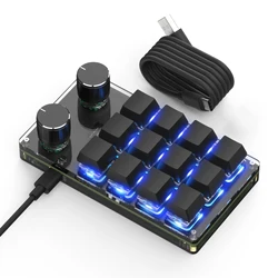 RGB Mechanical Macro Pad with Customizable Knob - Red Switch (Upgrade 12Key BT)