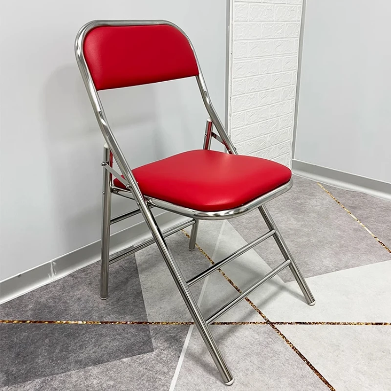 304 Stainless Steel Dining Chair Outdoor Heavy-Duty Folding Chair Industrial Backrest Seat Cafe Style Modern Furniture for Home