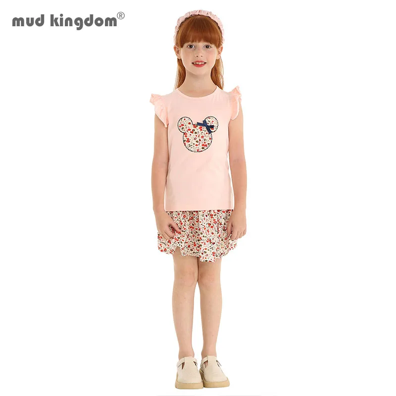 Cute Girls Clothes Sets Floral 2Pcs Cartoon Kids Ruffle Sleeve Tank Top and Skirt Outfits for Girl Clothing Adorable kids clothing set,girls clothing set