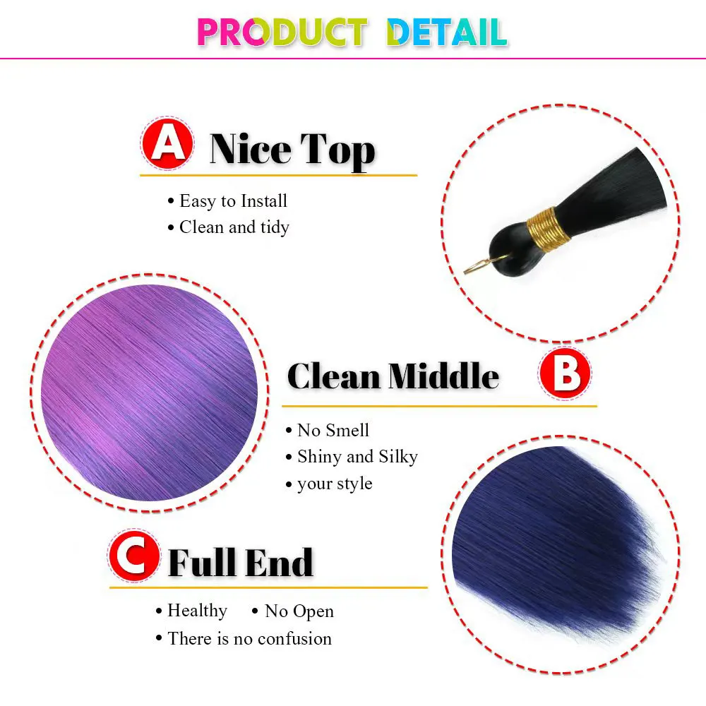 3PCS Synthetic Ariel Straight Pony Hair Bundles Crochet Braids Hair Braiding Hair Ombre Blonde Brown Crochet Hair Extensions 6