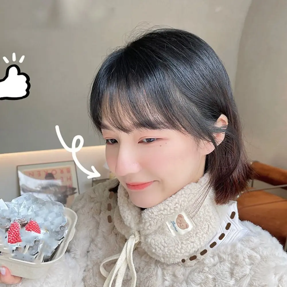 Cute Bear Tie Plush Earmuffs Windproof Foldable Ear Warmer Outdoor Riding Cold Protection Soft Plush Earflap Winter