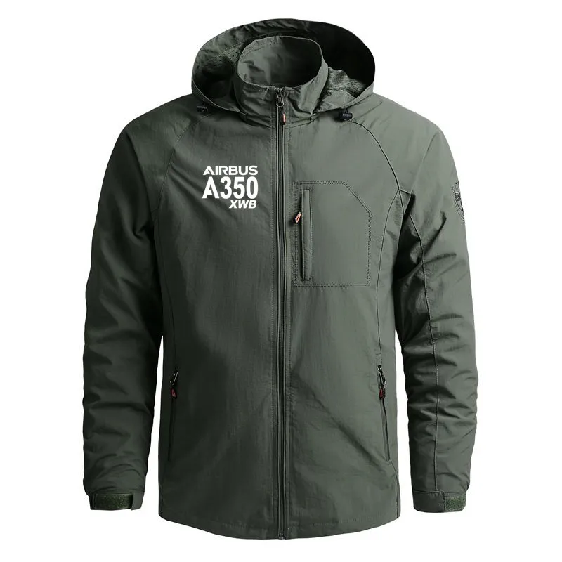

2025 New Casual Pilot Jacket for Men Airbus A350 Xwb Outdoor Military Hiking Waterproof Hooded Windbreaker Man Coat Jackets
