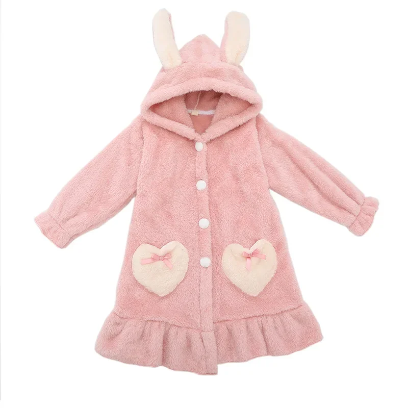 Pyjamas Girls Winter Robes Nightwear Kids Clothes Night-robe Thick Flannel Sleepwear Children Pajamas Bathrobe 6 8 10 12 Years