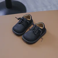 Kids Loafers Slip-on Pu Leather Shallow Black Brown Boys Girls Flat Shoes 21-36 Toddler Fashion Leisure Children Casual Shoe 2
