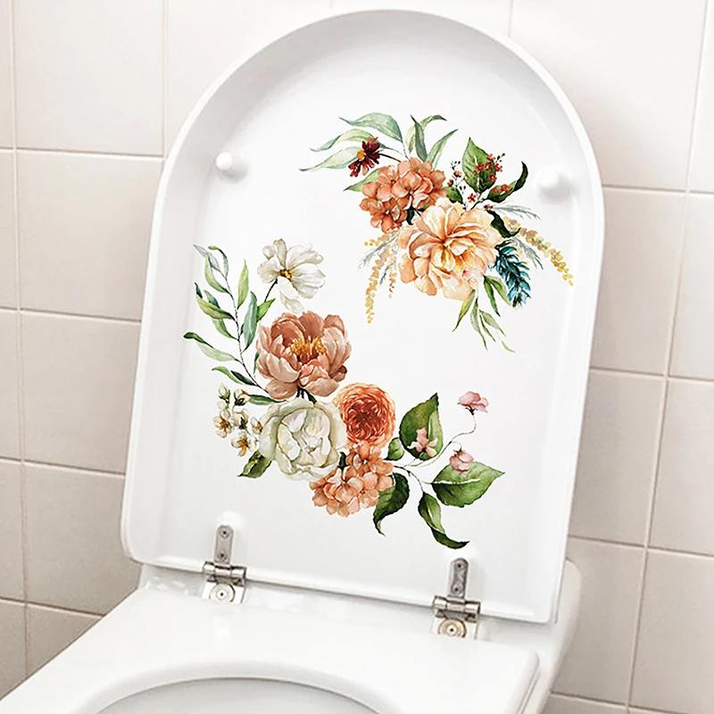 Butterfly Flower Toilet Seat Stickers Self-Adhesive Toilet Lid Decals Diy Removable Stickers For Bathroom Home Decor Ornaments