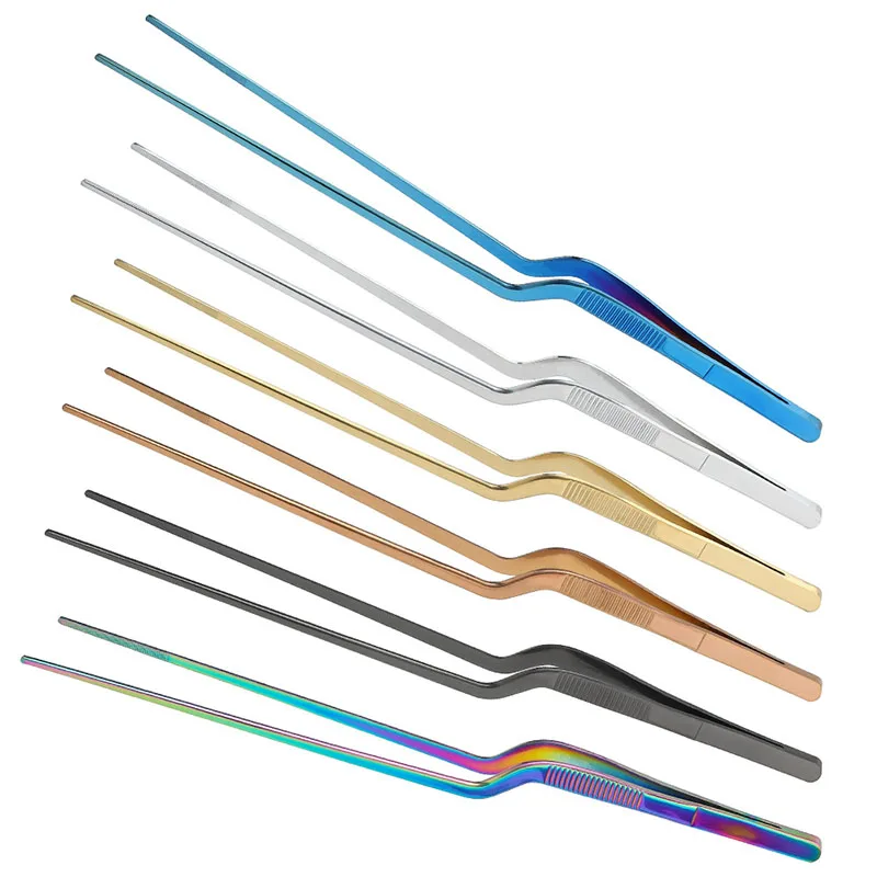 Kitchen Tongs 6/8/12-Inch Stainless Steel Culinary Precision Tweezers BBQ Tongs-Food Styling Baking Decor food tongs