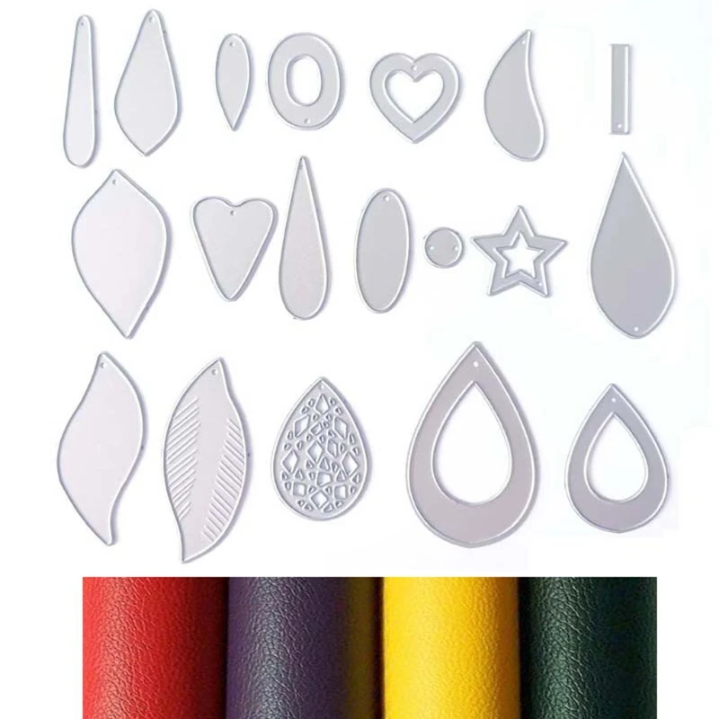 

19Pcs Earring Cutting Dies Earrings Cut Template Die-Cut Leather Teardrop Leaf Die Cutting Molds for Making Earrings DIY