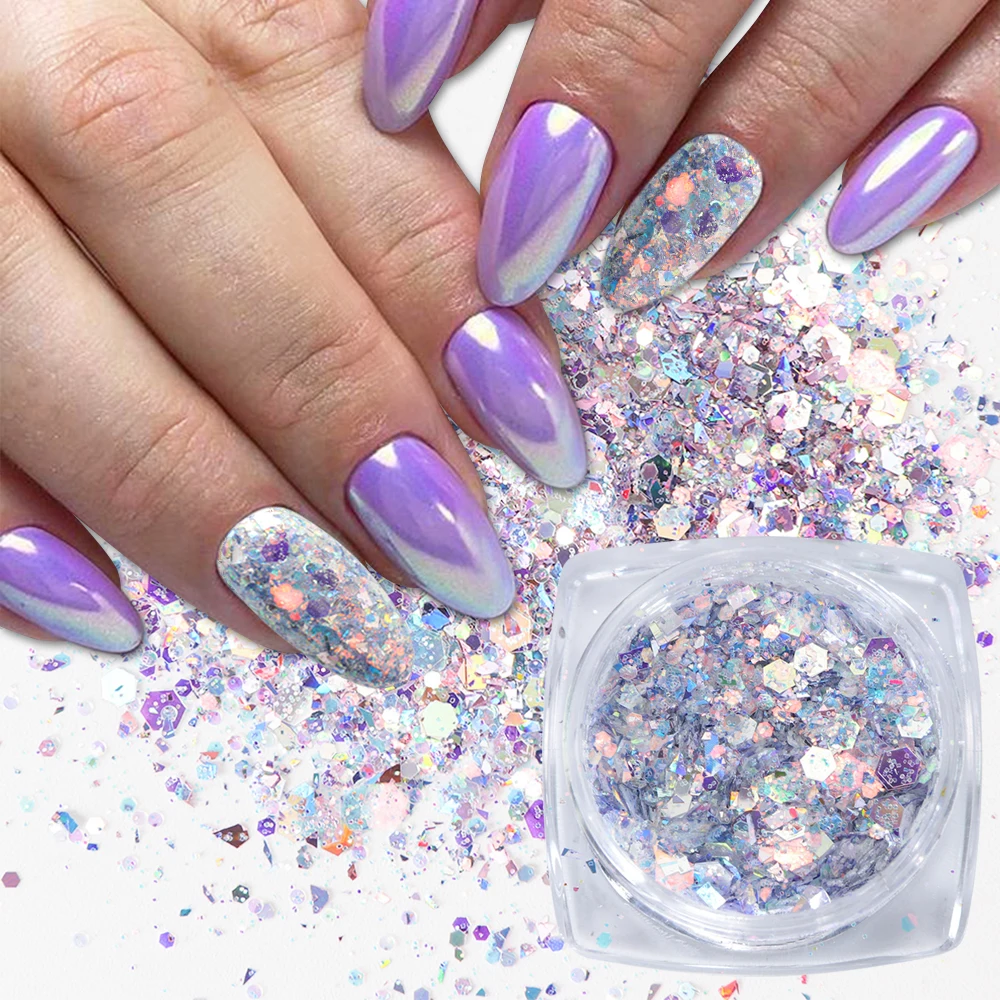 3D Mermaid Sequins Nail Glitter Flakes Mixed Mirror Hexagon Spangles Slices Paillette Nail Art Decorations 1 Boxes nail flakes,nail glitter,nail decoration,nail decorations