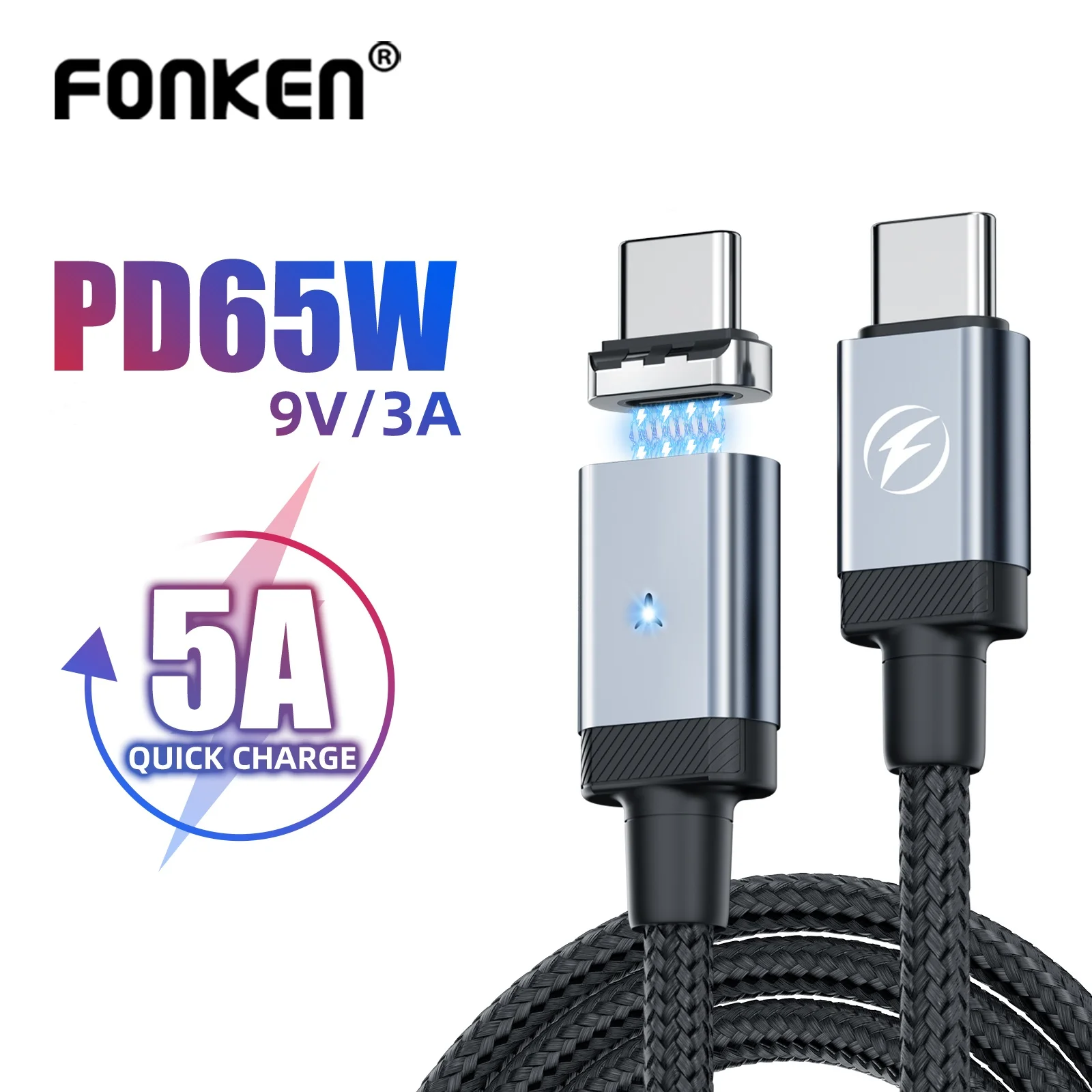 รูปสินค้า สายชาร์จแม่เหล็ก USB-C ชาร์จเร็ว ใช้ได้กับมือถือหลายรุ่น