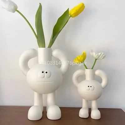 

Art Fashion Network Red Atmosphere Photo Road Dried Flower Vase with Bedroom Decoration Vase Creative Funny Vase Cartoon