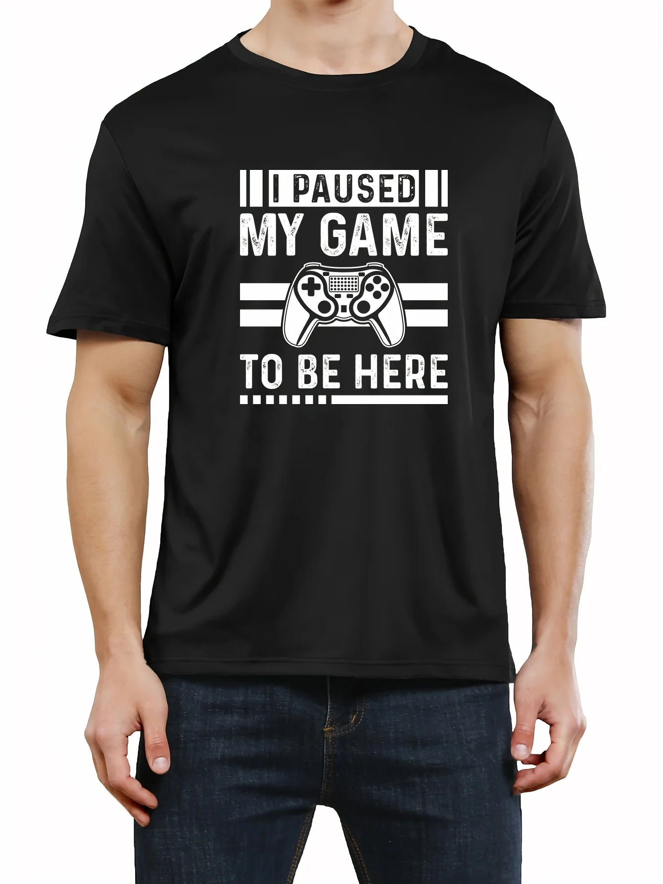 

I Paused My Game Funny Graphic Tee - Casual Comfortable Men's Crew Neck T-Shirt - All Seasons