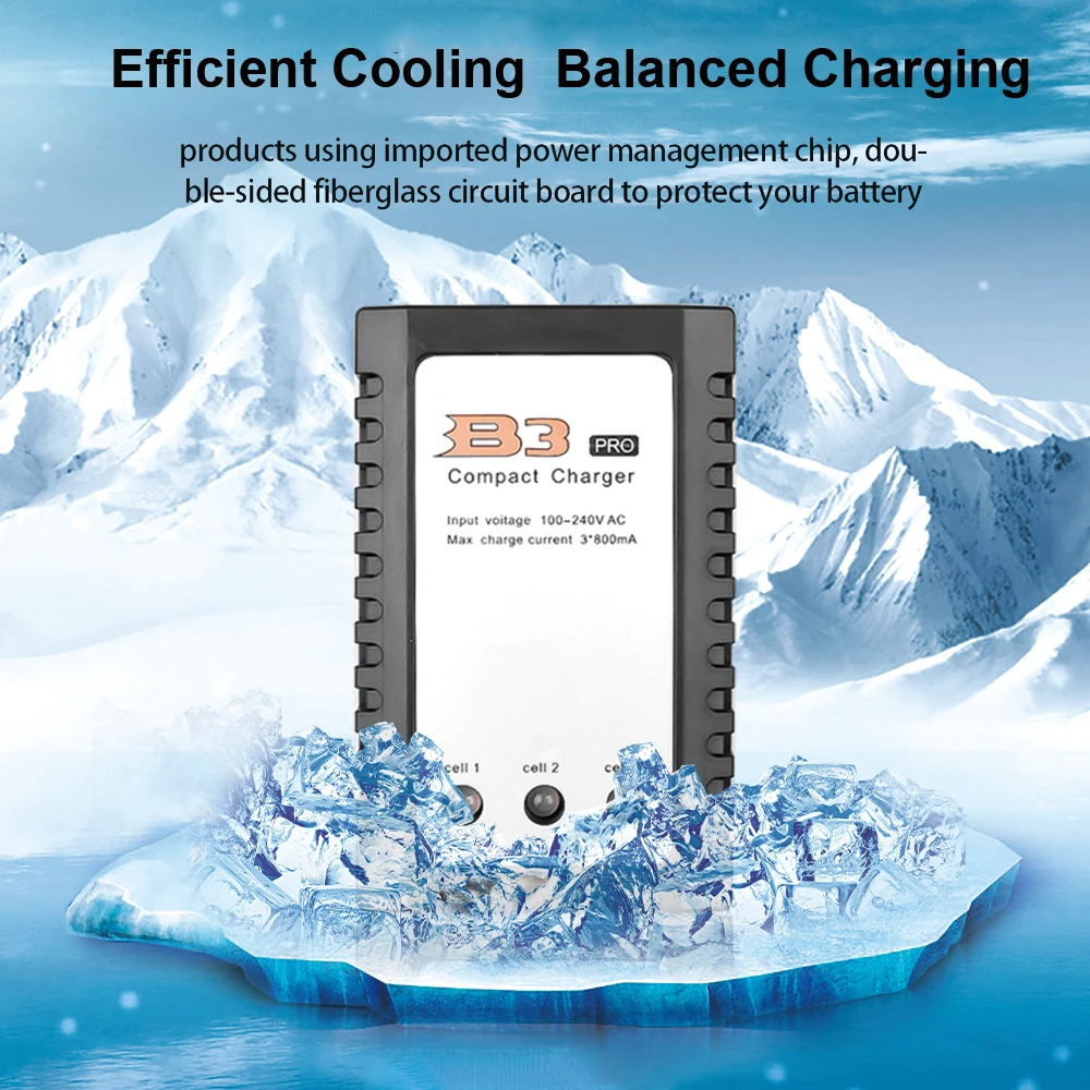 

B3 Pro компактное балансирующее зарядное устройство 2S 3S Lipo для 10 Вт литиевой батареи EU/US разъем для 7,4 В/11,1 В светодиодный индикатор