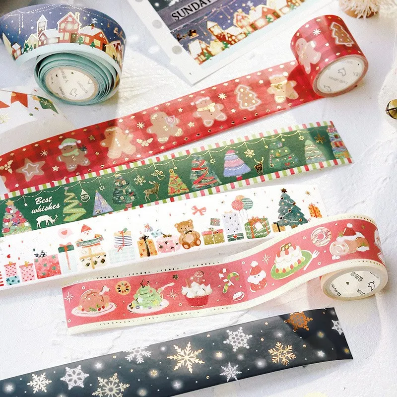 NEW 1X 10M Deco Silver Snowflake Foil Christmas Trees Glove Santa Claus  Snowman Masking Washi Tape for Journaling Stationery - AliExpress