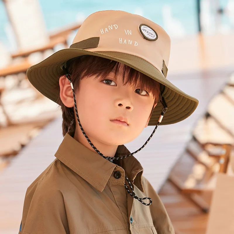 Chapeau de soleil d'été pour enfants, maille d'extérieur, casquette de pêcheur Cool, visières à large bord, garçon et fille, protection solaire d'alpinisme_voghion.com