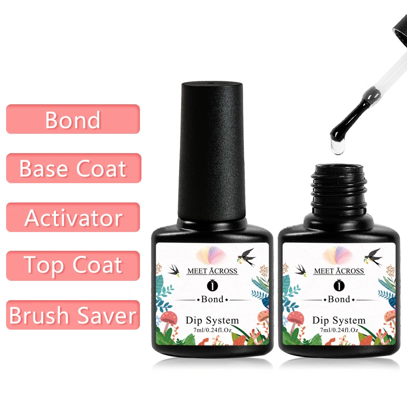 Nail Powder Nail Powder Set 1/5PCS 7ml Dipping Nail Powder System Liquid Kit Set with Base,Activator,Top,Brush Saver Clear Nail Art Manicure Gel Polish