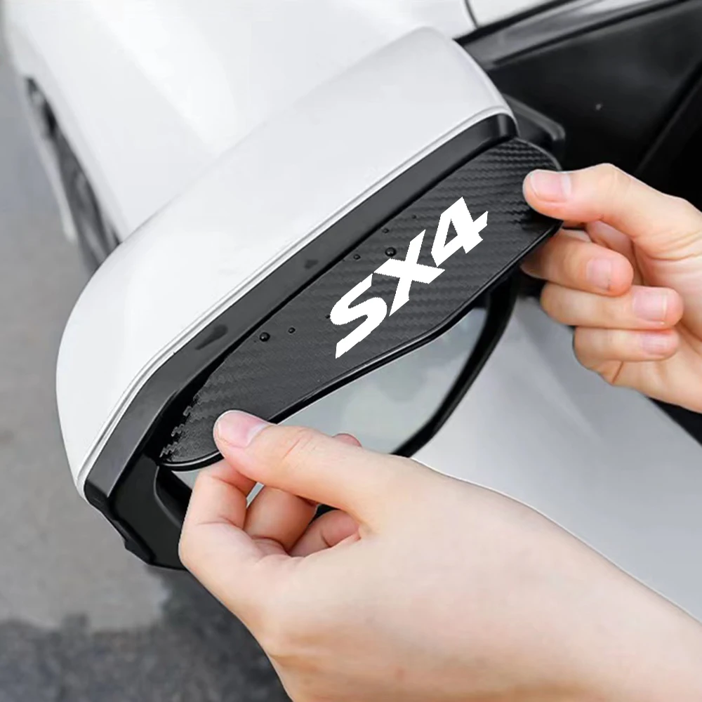 Rearview Mirror Rain Shield Rearview Mirror Rain Eyebrow Rearview Mirror Rain Guard 2Pcs Carbon Fiber Car Rearview Mirror Eyebrow Rain Cover for Suzuki SX4 Car Accessories