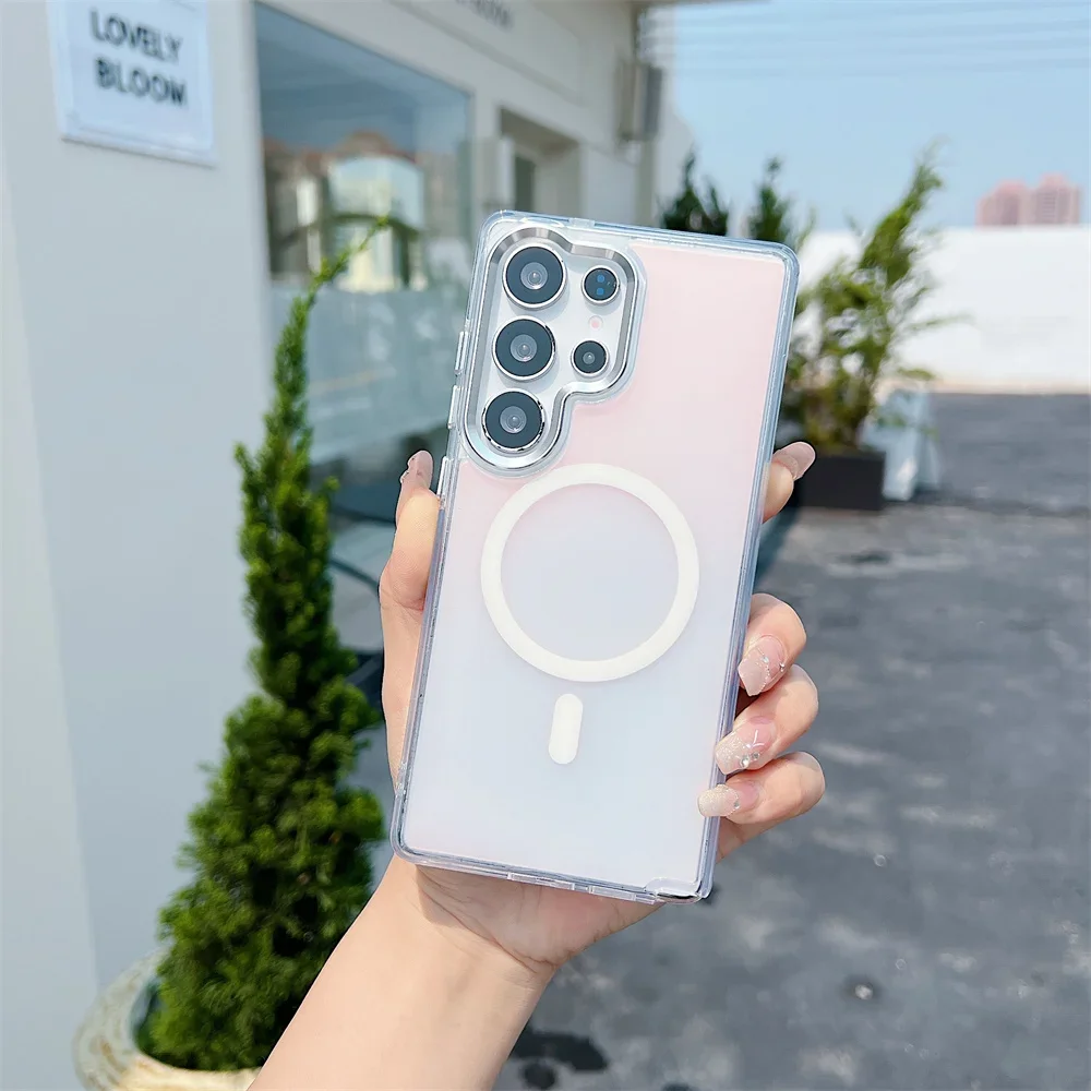 Luxury Metal Lens MagSafe Magnetic Case with Wireless Charging and Discolour Cover